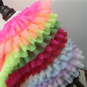 Good quality double layer soft mesh tulle lace ruffles,multi colors,Ruffled trims,5cm wide,pleated lace,lace ruffles,drop ship BYDC291