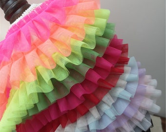 Good quality double layer soft mesh tulle lace ruffles,multi colors,Ruffled trims,5cm wide,pleated lace,lace ruffles,drop ship BYDC291