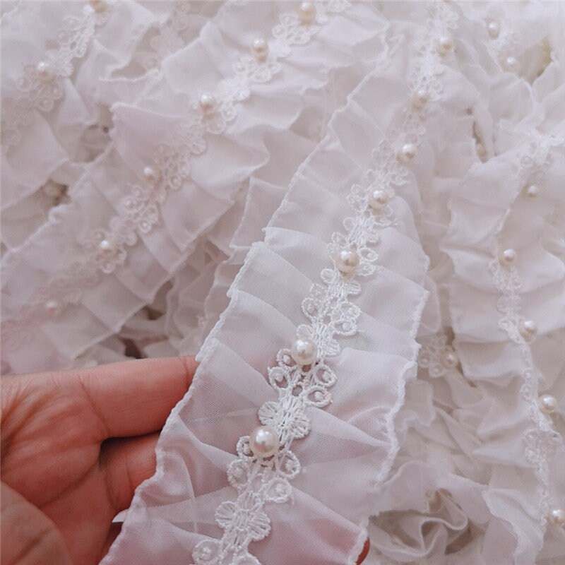 Double Edged Ruffles,beaded Knife Pleats Lace Trims,necklines Pleated ...