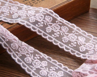 2yd Embroidered Lace Shabby Roses Trims Venice Costume Floral Edge Trims Bobbin Lace 3.5cm 1.3" Bridal Dress Wedding Gown Lace LXG937