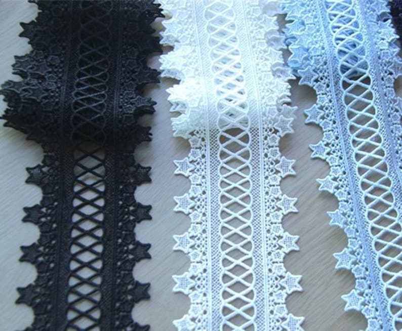 Embroidery Stars Lace Trims Double Edge Insertion Lace Trim Etsy