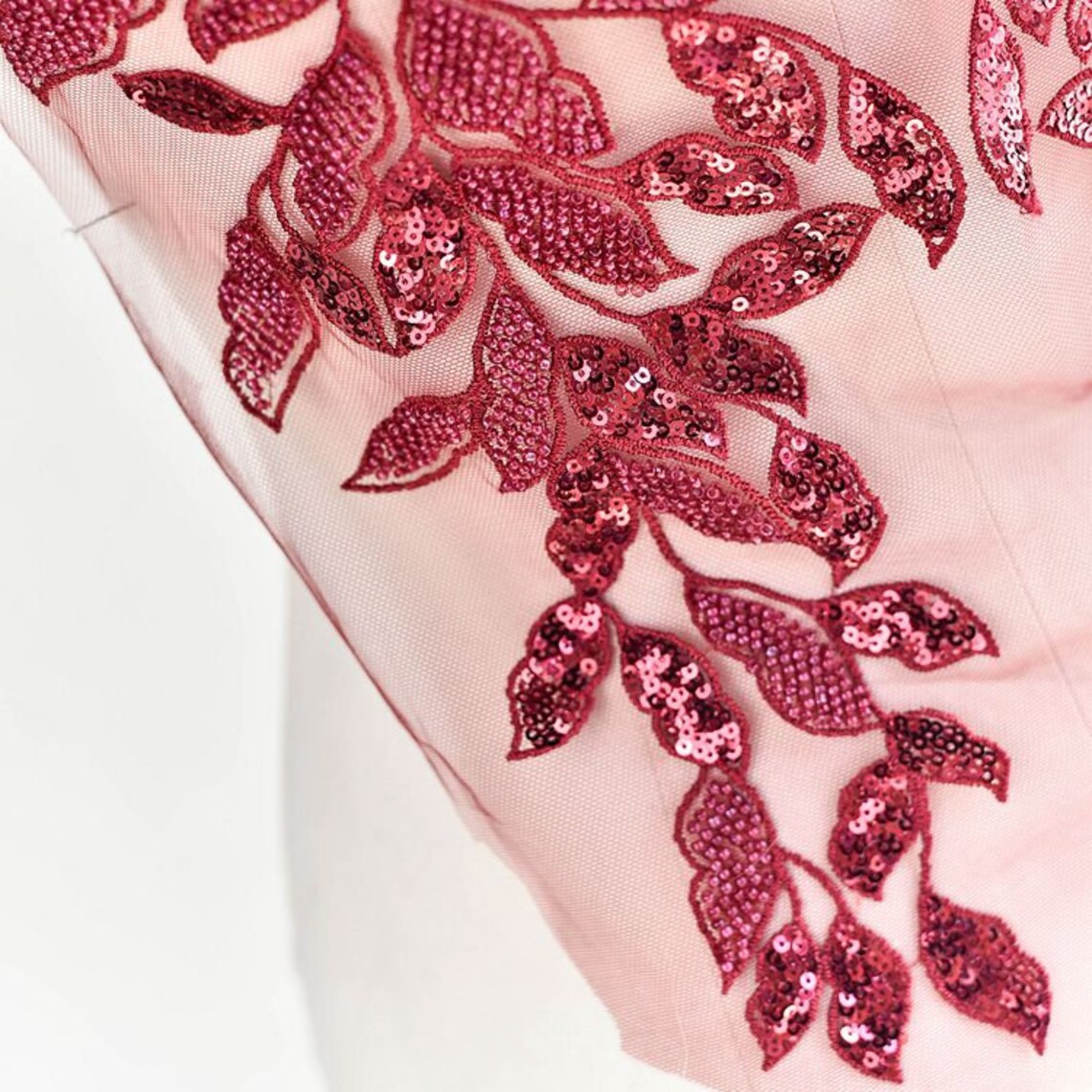 Pair Burgundy Sequins Lace Appliques Embroidered Bead Etsy