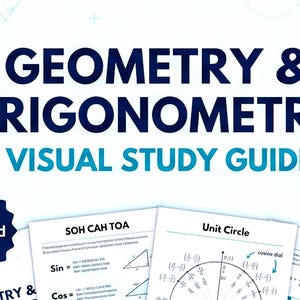 Guía de estudio de geometría y trigonometría en PDF / Círculo unitario, Pitágoras / Ayuda de matemáticas para la escuela secundaria, archivos digitales para la educación en el hogar