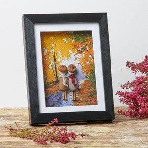Unique pebble art gift- An Autumn stroll through colourful forest