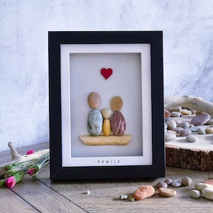 Family of Three Pebble Art (Family of 3)