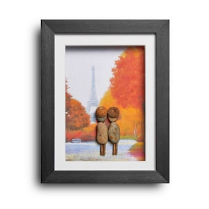 Trip to Paris - unique pebble art gift - engagement/anniversary