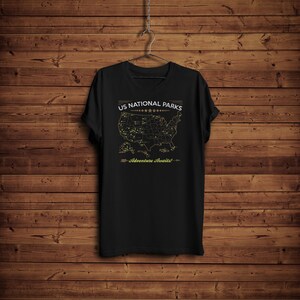 US National Parks mappa camicia, Campeggio regalo amante, America USA Vintage mappa montagne escursionismo camicia, Parco nazionale di viaggio regalo, Yellowstone Tee
