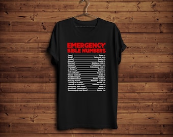 Biblia Verso Camisa, Biblia Números de Emergencia Camiseta, Regalo Cristiano, Pascua Christian Camisa, Pastor Regalo, Biblia Verso Camiseta para Hombres, Mujeres