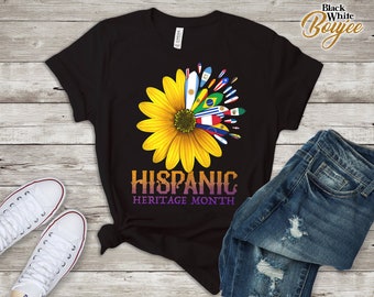 National Hispanic Heritage Months Tees Hispanic Heritage Month National Latino Pretty Flower Flags T-Shirt