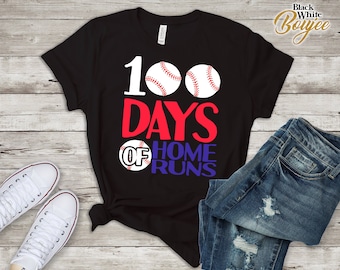 100th Days of Home Runs Baseball T-Shirt, Amazing 100th day of School Baseball Outfit, Teacher, Coaching Tshirt