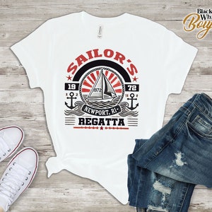 Sailor&#39;s Regatta T-Shirt - Vintage Style Nautical Tee, Perfect Sailor Gift, Retro Sailing Apparel, Classic Nautical T-Shirt