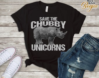 Save the Chubby Unicorns Shirt, Chubby Rhino Unicorn Lover Gift, Funny Rhino Shirt, Vintage T-Shirt, Distressed Sarcastic Shirt, Unicorn Tee