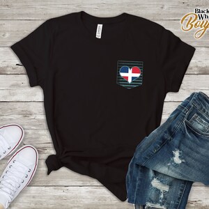 Dominican Republic Flag Heart in Pocket Love Pride Gift T-Shirt