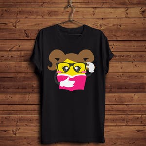 Emoji Shirt/ Nerd Glasses Book Emoji Shirt/ Emoji Girl Reading Book Shirt/ Awesome Emoji T Shirt/ Emoji Book Glasses Shirt/ Funny Emojis Tee