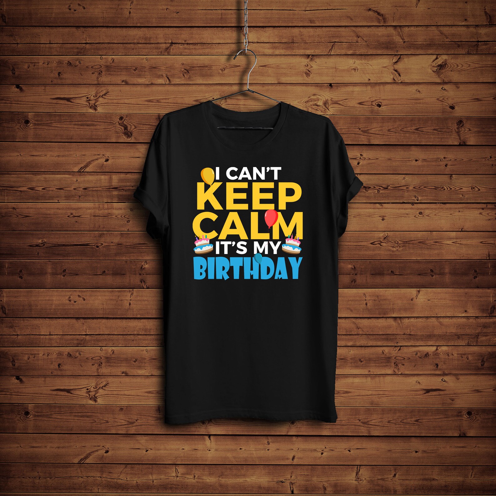 Kids 4th Birthday T-Shirt – 'I Can't Keep Calm I'm 4' Cake Design, Black, Size 4T - View #2