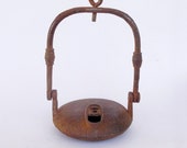 Antique 18th century hanging miner 39 s whale oil iron lamp lantern light. Mining collectible. Lighting collectible. 18ème siècle lampe mineur