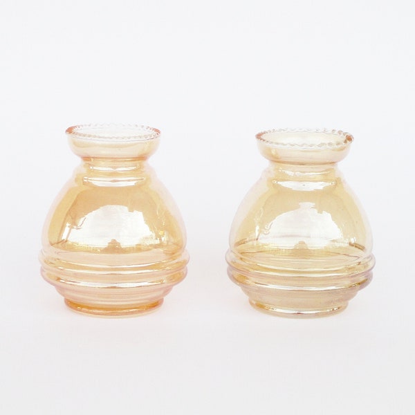 Antique Art Deco pair of onion peel glass small jars flower pots. Home decor. Spaces decor. Paire de bocaux pots de fleurs en verre