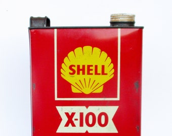 Aceite de motor Vintage Shell X-100 30 HD Lata vacía de 5 litros. Petroliana. Coleccionable. Bidon d'huile moteur