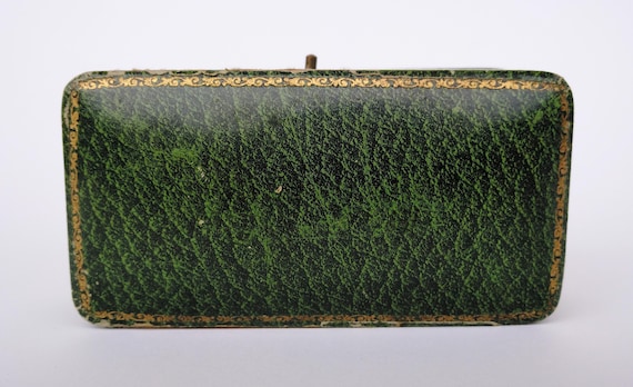 Antique green push button rectangular jewelry cas… - image 7