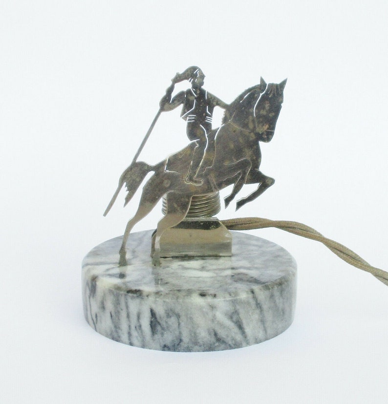 Vintage Bullfighter Toreador Matador brass and marble table lamp light. Home decor. Spaces decor. Lampe de table Torero image 1