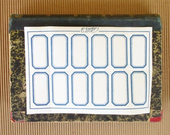 Vintage Portuguese Emege nº 96A sheet with 12 blank gummed labels. Vintage stationery. Feuille d&#39;étiquettes gommées