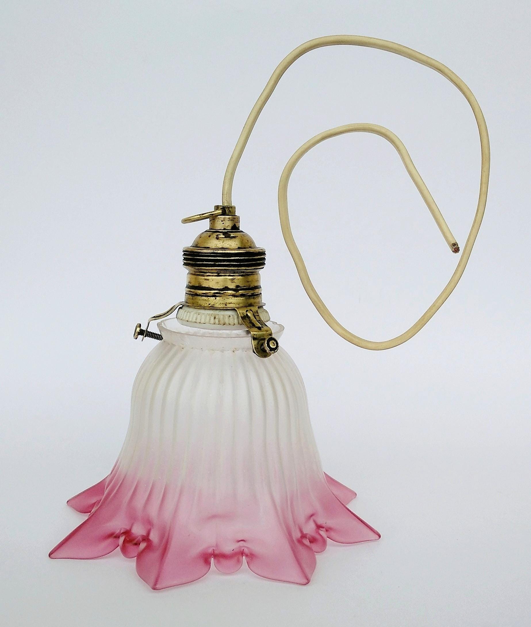 アールデコ フロストガラス 吊り下げライトのガラス① ピンク