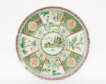 Antigua placa de porcelana china. Placa coleccionable. Casa china de porcelana y decoración. Decoración de espacios. Assiette en chinoise porcelánico