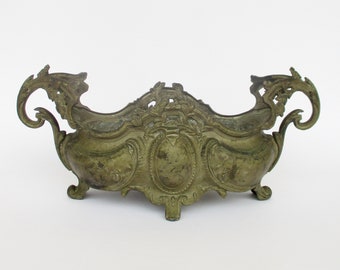Antique Art Nouveau french pewter Jardiniere Flower Pot Planter Vase Centerpiece. Home decor. Pot de fleurs Art Nouveau en étain