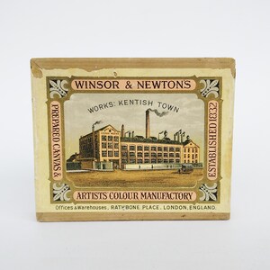 Antieke Engelse Winsor & Newton's olieverftubes lege kartonnen doos. Verzamelobject