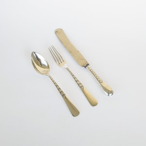 Antique Portuguese silver cutlery set fork knife spoon collectible