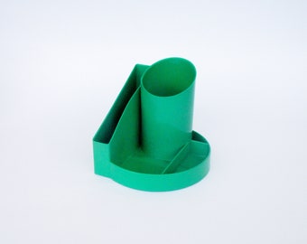 Vintage green plastic desk organizer office desk accessories 4 sections holder storage. Organiseur de bureau