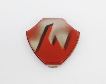 Antique Art Deco rice powder mirror metal case. Collectible. Boitier métal miroir poudre de riz Art Déco