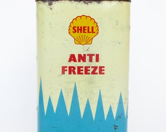 Lata vacía Vintage Shell Anti Freeze de 0,94 litros. Petroliana. Coleccionable