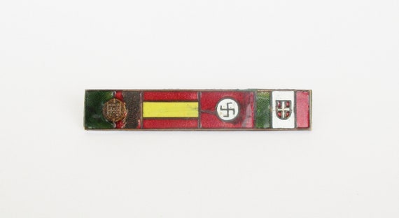 Rare antique four flags fascist brass enamel pin … - image 1