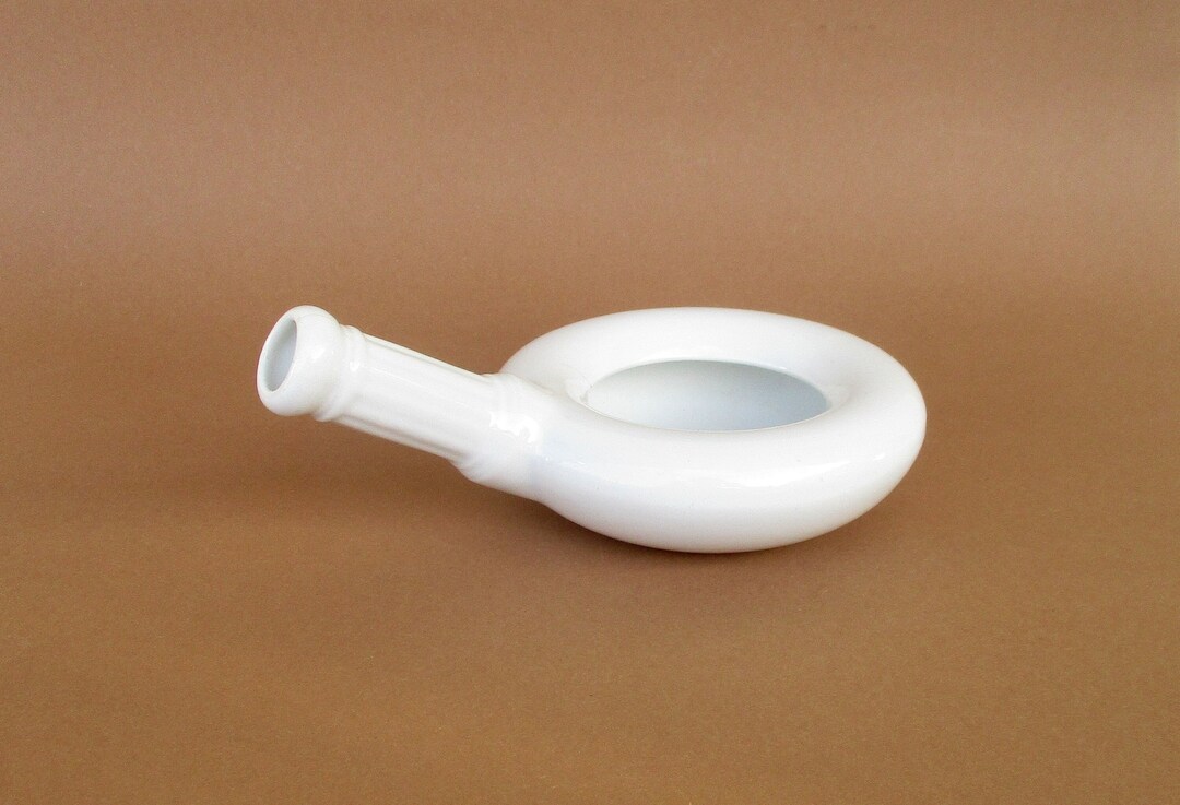 Antique Spanish Pickman SA Sevilla Cartuja White Ceramic Small Bedpan