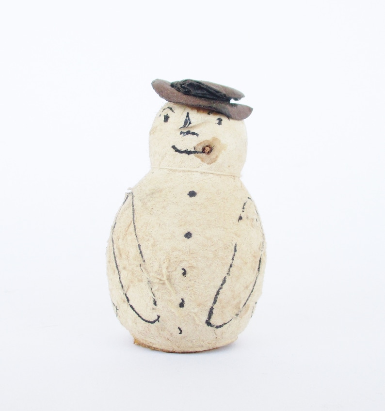 Antique spun cotton Snowman Smoker Christmas tree ornament