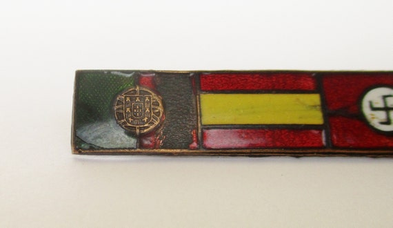 Rare antique four flags fascist brass enamel pin … - image 2