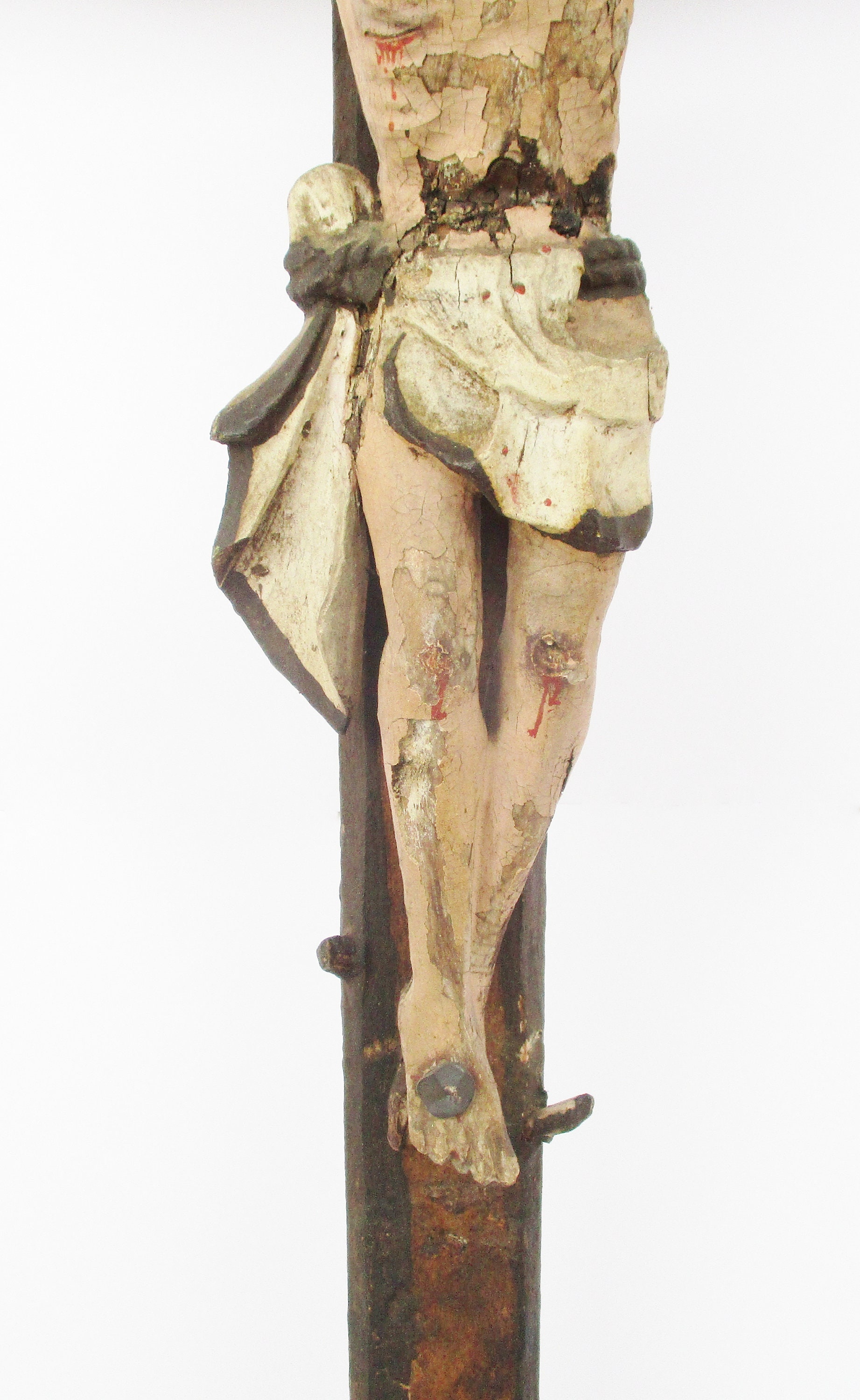 アンティーク 19 世紀の磔刑にされたイエス キリスト I.N.R.I.木の彫刻