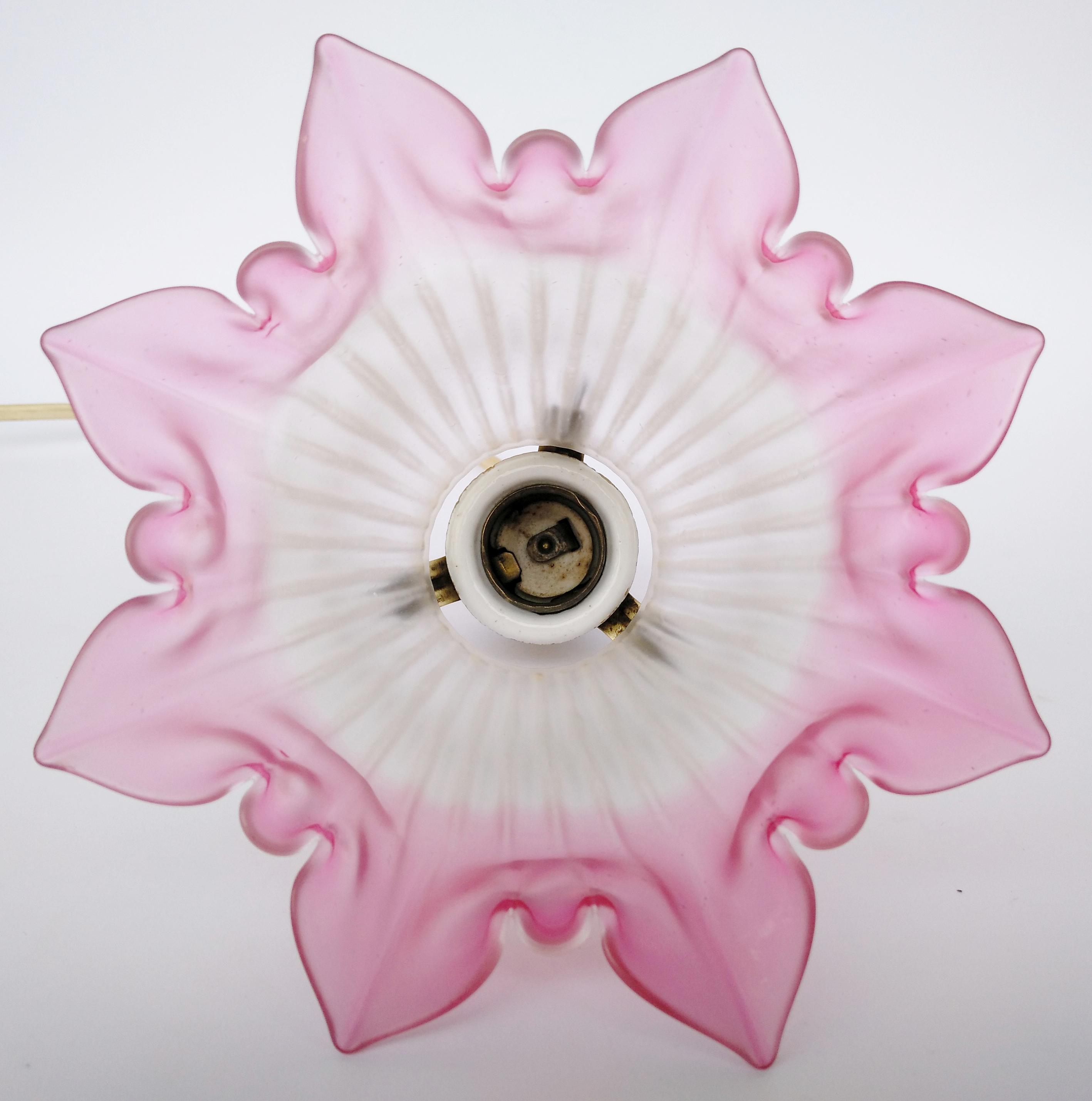 アールデコ フロストガラス 吊り下げライトのガラス① ピンク