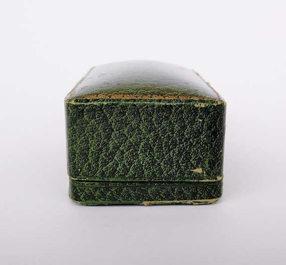 Antique green push button rectangular jewelry cas… - image 3