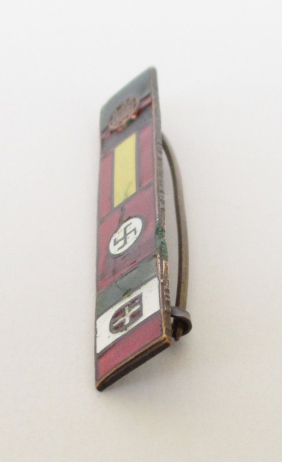 Rare antique four flags fascist brass enamel pin … - image 5