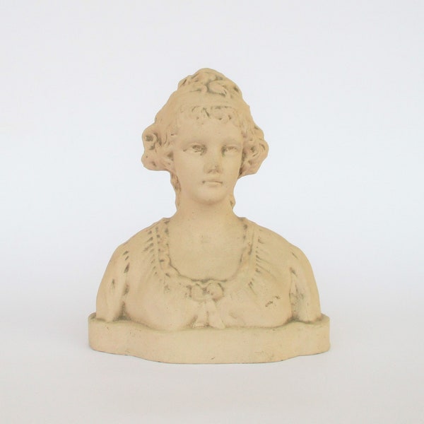 Oude 19e/20e eeuw Young Girl buste terracotta sculptuur figuur figuur. Terracotta sculptuur buste jong meisje