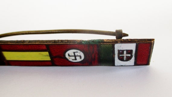Rare antique four flags fascist brass enamel pin … - image 9