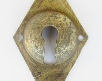 Antique Art Deco Brass Diamond Door Hardware Escutcheon Keyplate