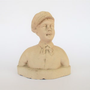 Antique 19th/20th century Young Boy bust terracotta sculpture statue figure figurine. Sculpture en terre cuite buste jeune garçon