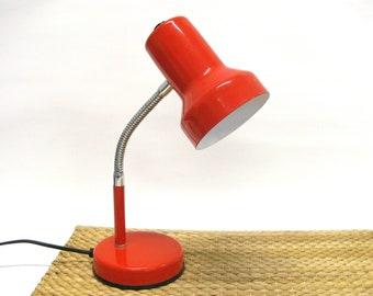 Vintage red metal desk lamp made in Italy