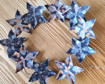 Guirlande lumineuse origami fleurs bleues