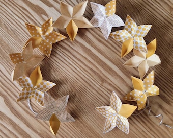 Guirlande lumineuse origami fleurs jaunes