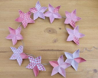 Guirlande lumineuse origami fleurs roses