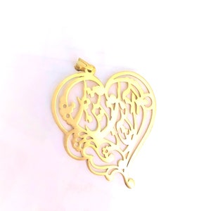 Silber vergoldet Love / Eshgh Persisches Gedicht Kalligraphie handgefertigte Anhänger Forough Farokhzad Niakan